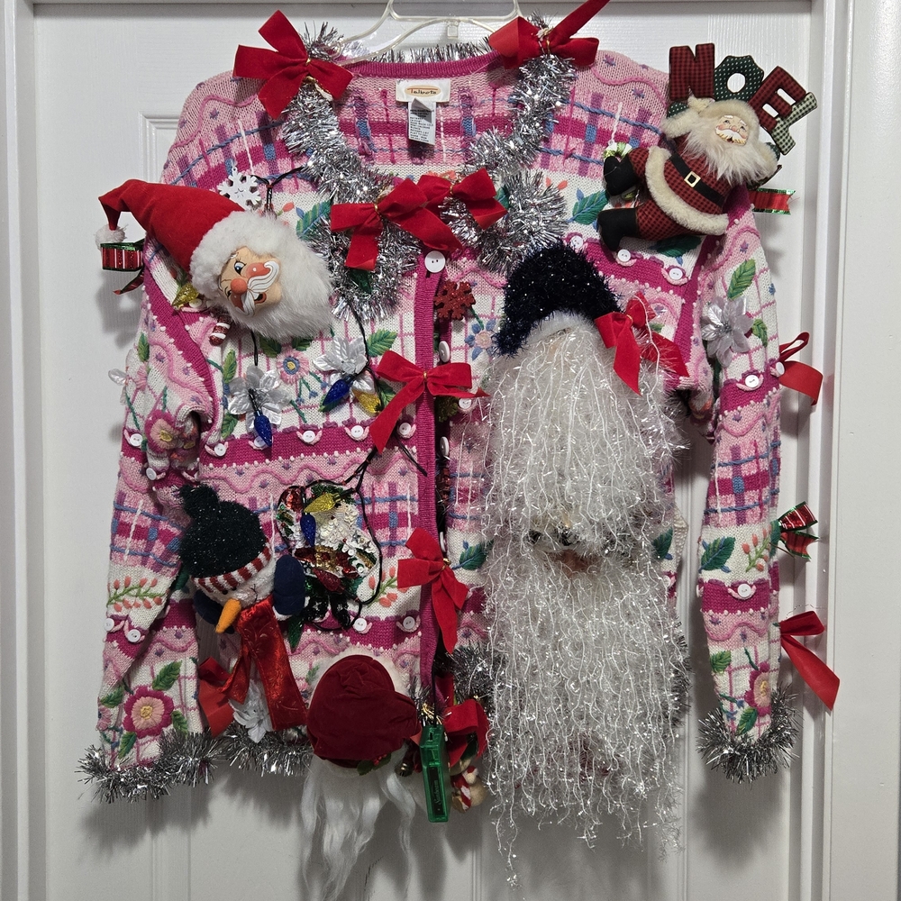 Talbots Pink and Red Holiday Sweater